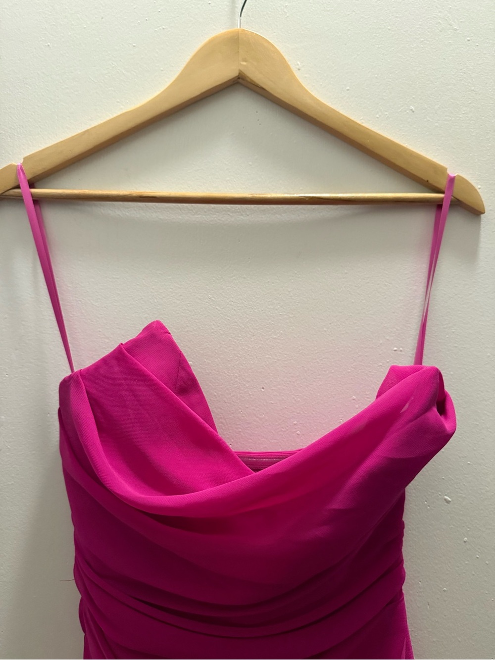 ASOS Strapless Hot Pink Draped Cowl Neck Dress